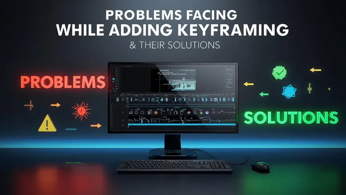How to Add a Keyframe in CapCut showing common problems and solutions for keyframe errors with clear 3D visuals and timeline icons.
