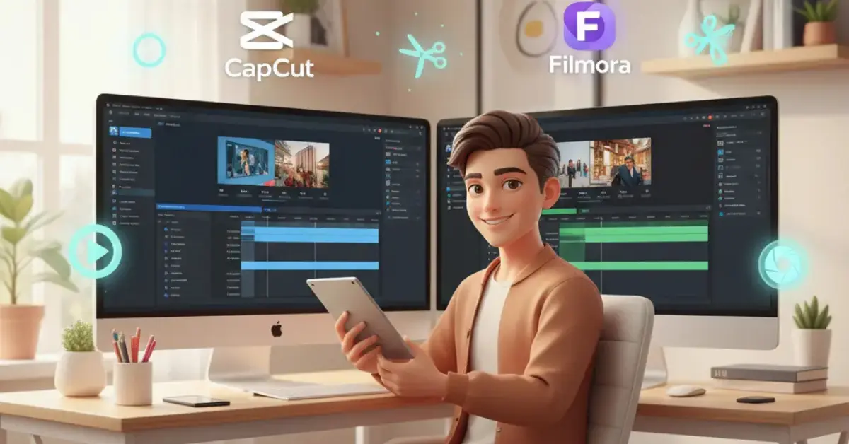 CapCut vs Filmora 2025 comparison of video editing features, AI tools and pricing for content creators