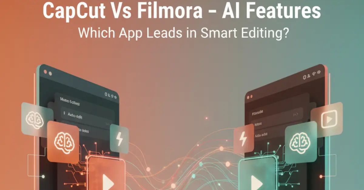 CapCut vs Filmora AI features comparison 2025 showing smart tools, auto-editing, and AI-powered effects for video creators
